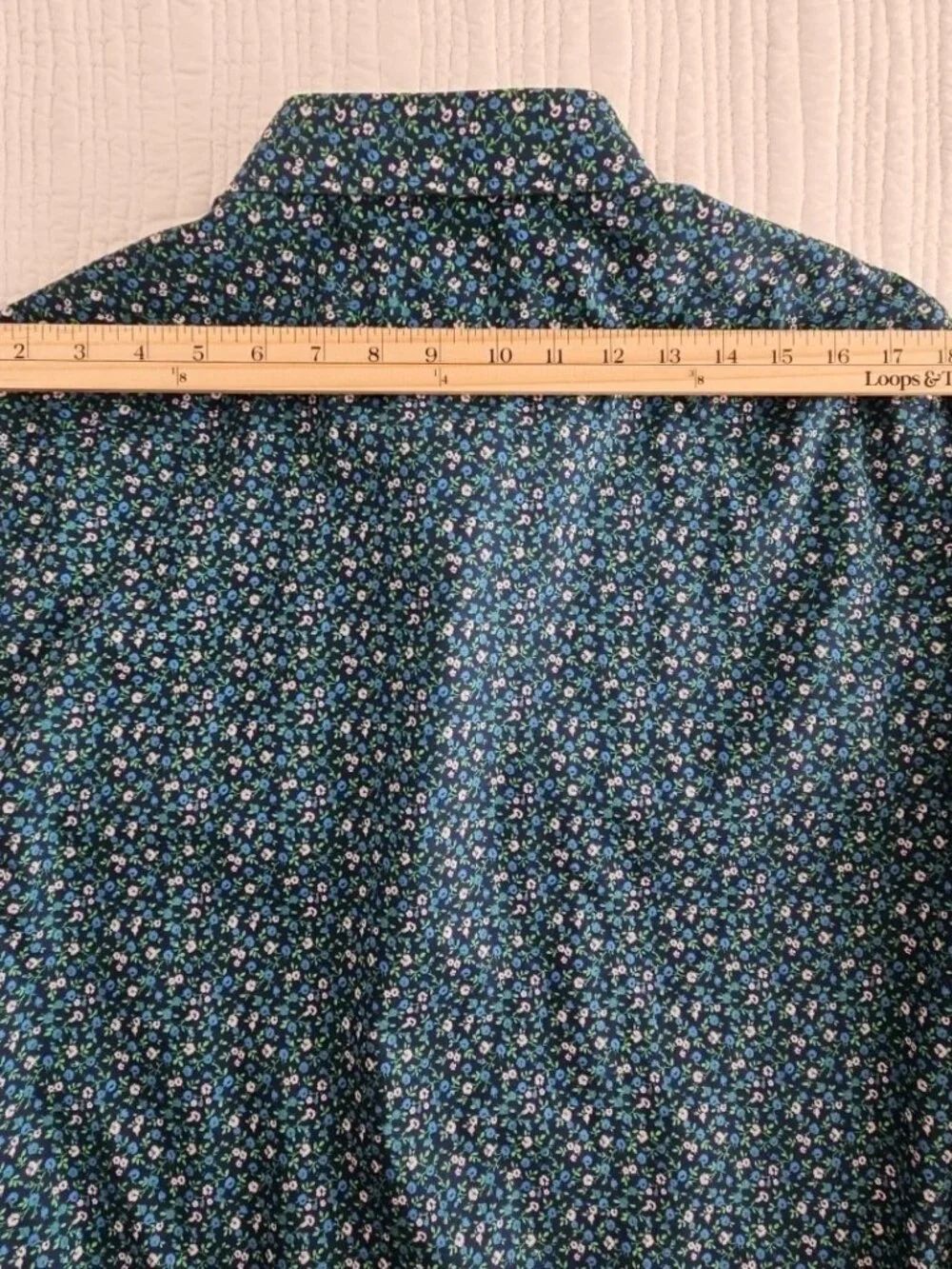Banana Republic Shirt Men's L Large Blue Green Floral AOP Untucked‎ Slim Fit EUC